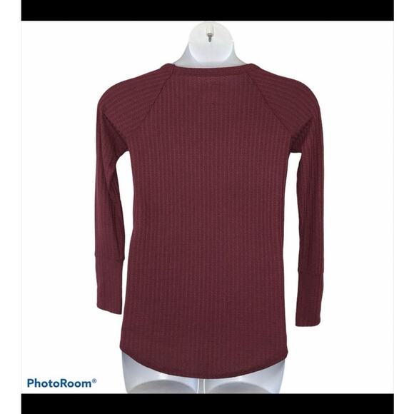 Chaser Burgundy Wisteria Waffle Print Thermal Top size Small - Picture 8 of 14